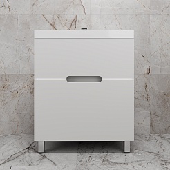 Style Line Тумба с раковиной Матис 70 белая матовая – фотография-2